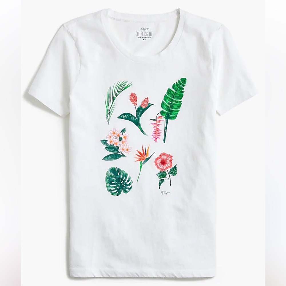 J. Crew Factory Collector Tee Floral Tropical Plant Graphic T-Shirt Women XS